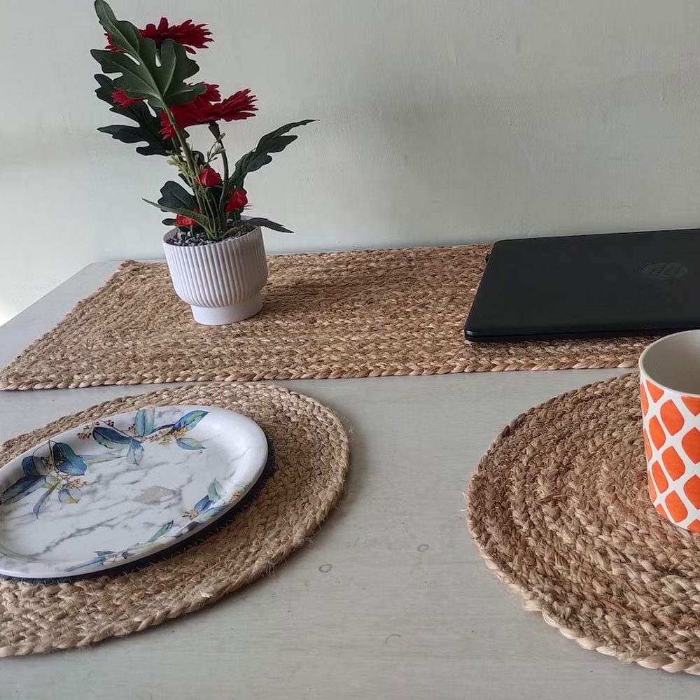 Ronde en rechthoekige jute placemats Ronde en rechthoekige jute placemats - Afbeelding 3