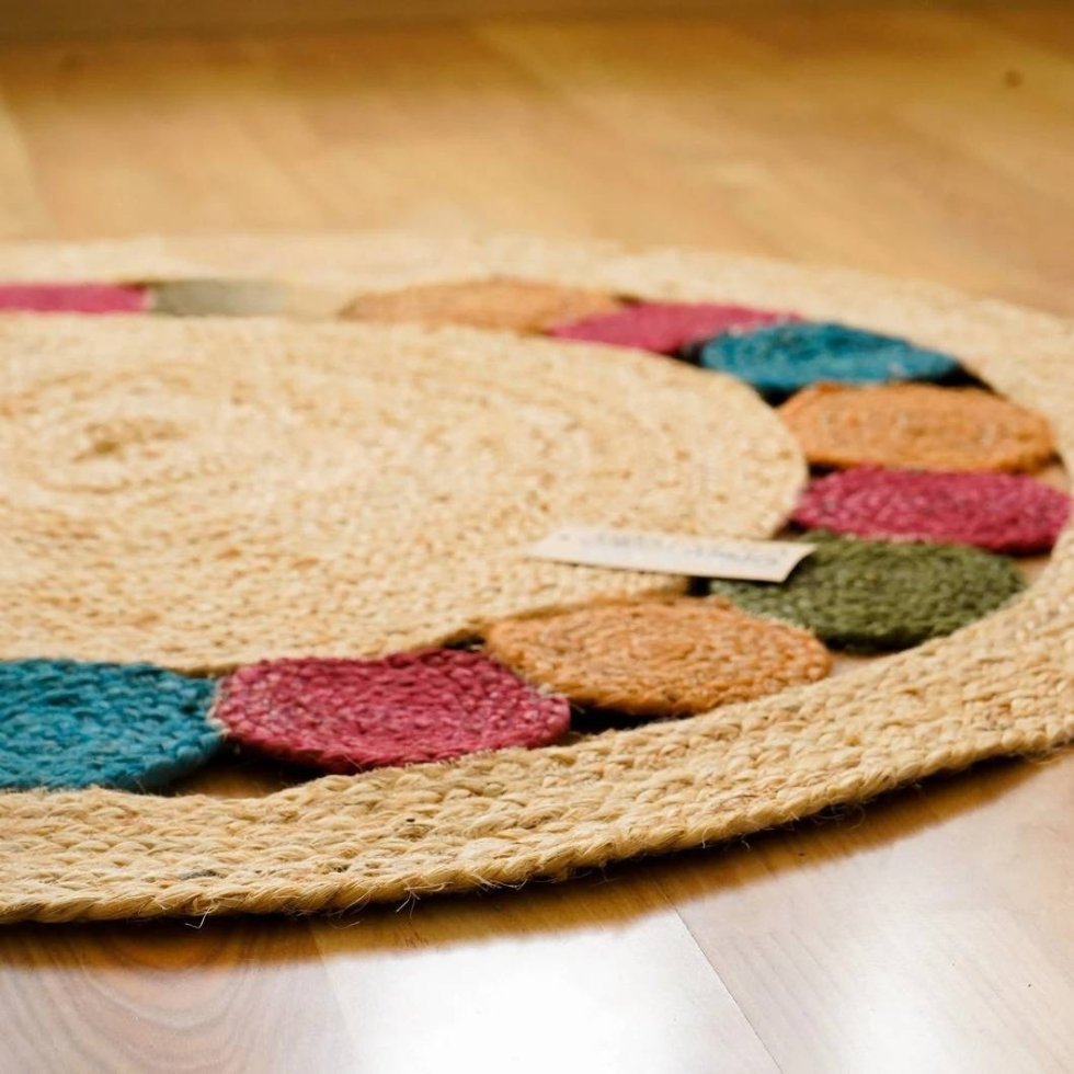 Rond gekleurd medaillon jute vloerkleed - Afbeelding 3