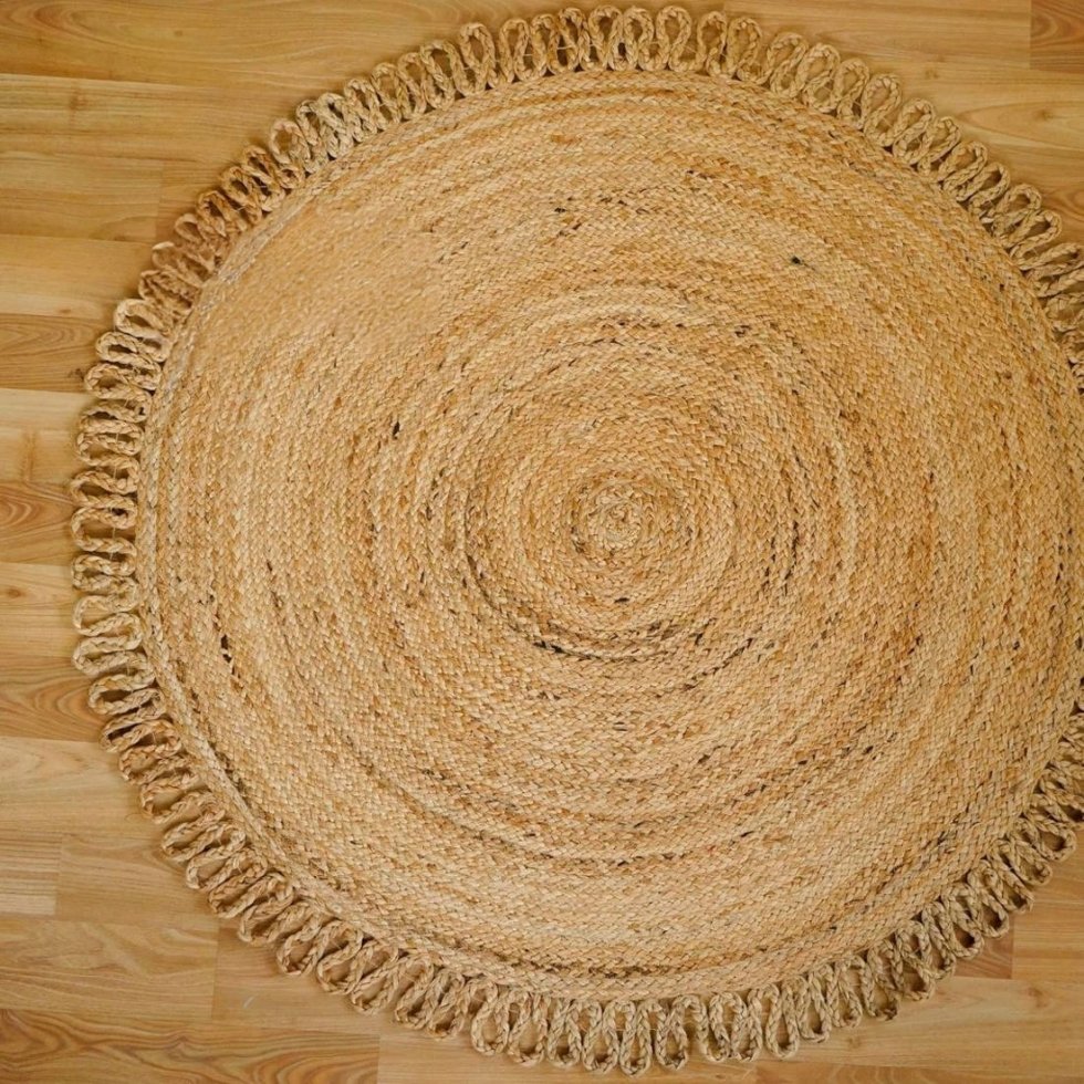 Rond geschulpte lus jute vloerkleed - Afbeelding 3