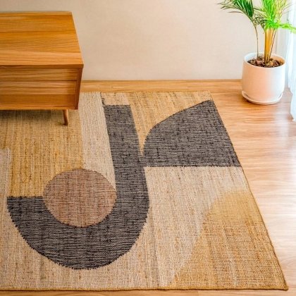 Rustiek modern jute vloerkleed woonkamer