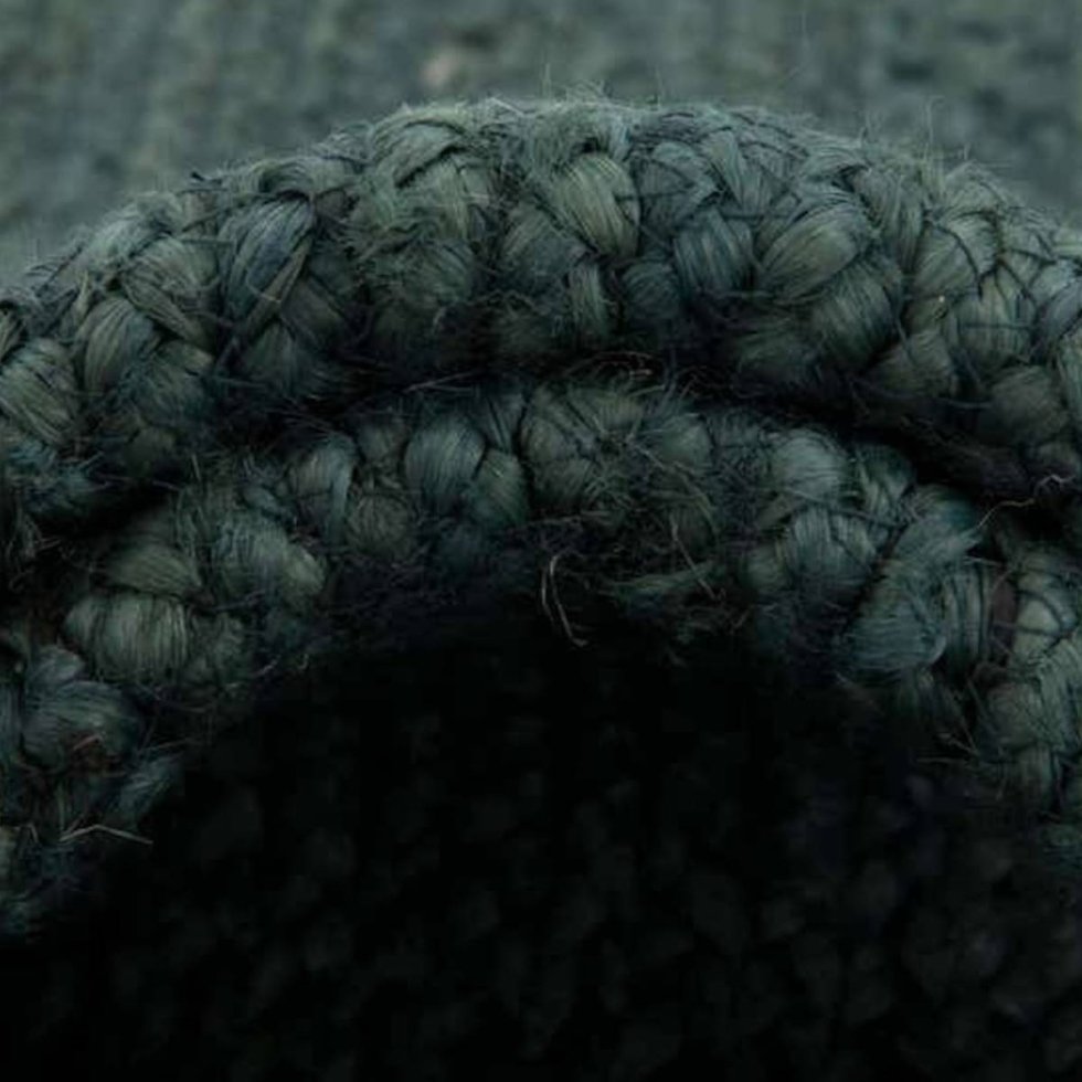 Teal groen gevlochten rond jute vloerkleed - Afbeelding 4