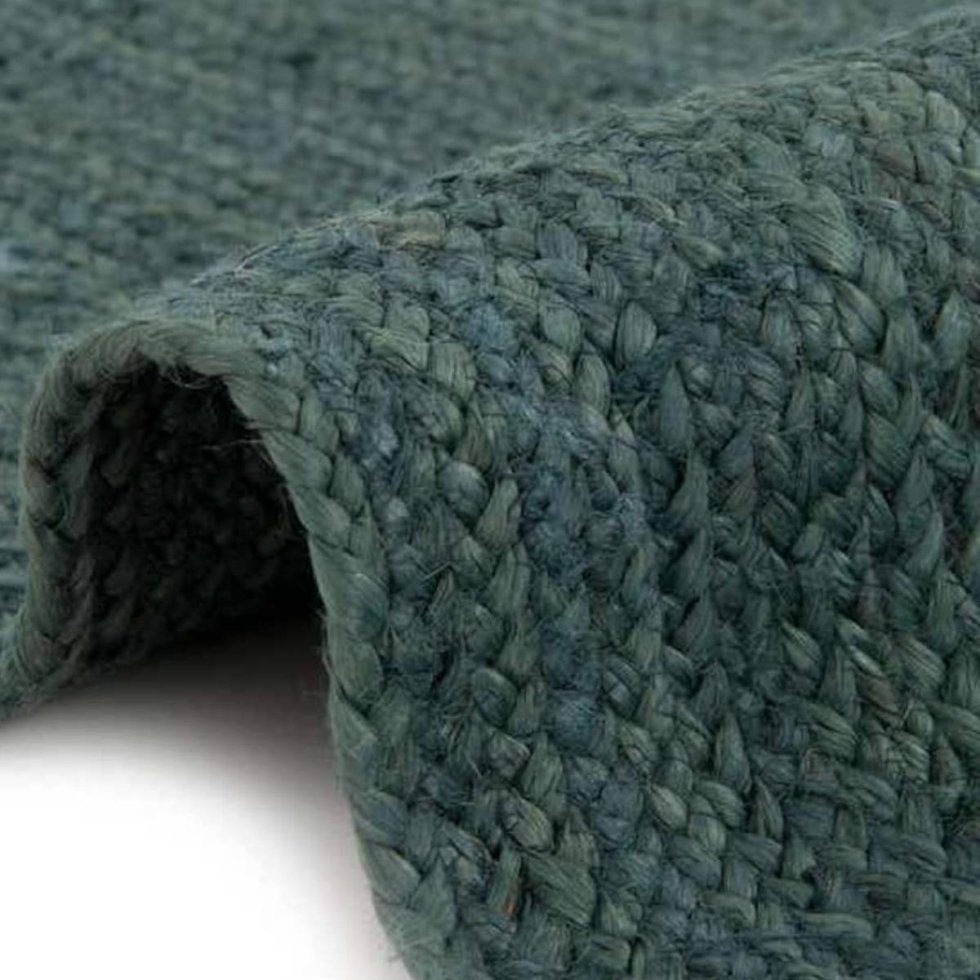 Teal groen gevlochten rond jute vloerkleed - Afbeelding 5