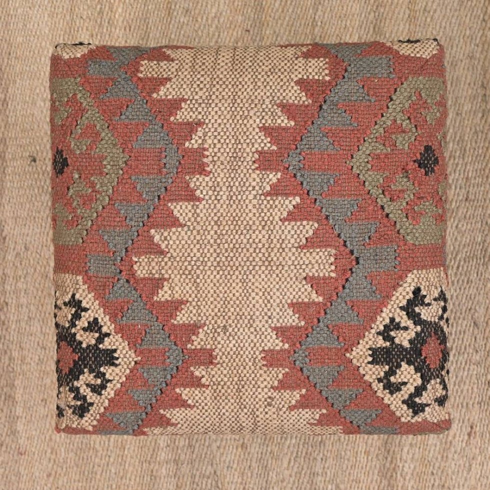Tribal jute footsool ottoman - Afbeelding 3