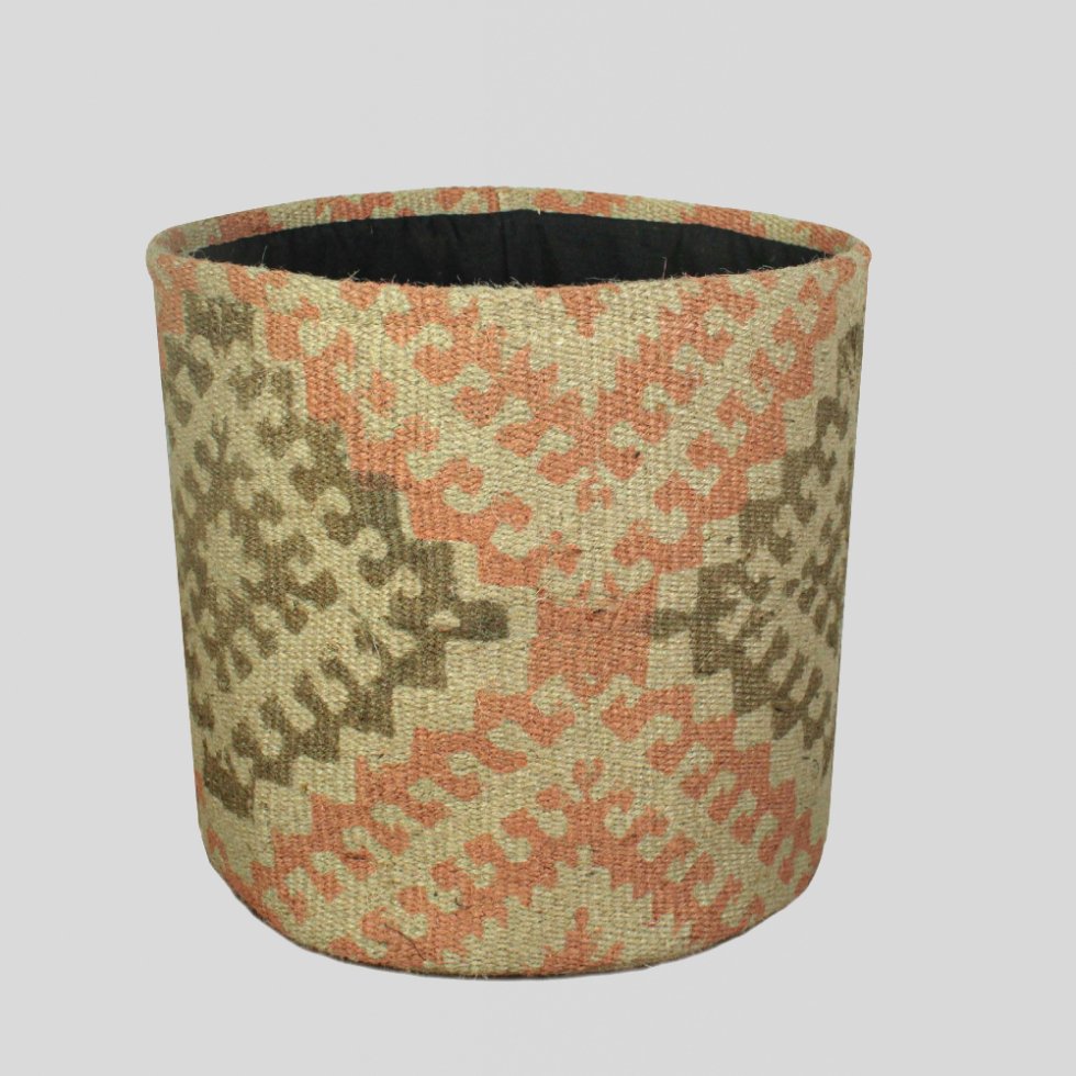 Tribal jute kilim basket for plant - Afbeelding 2