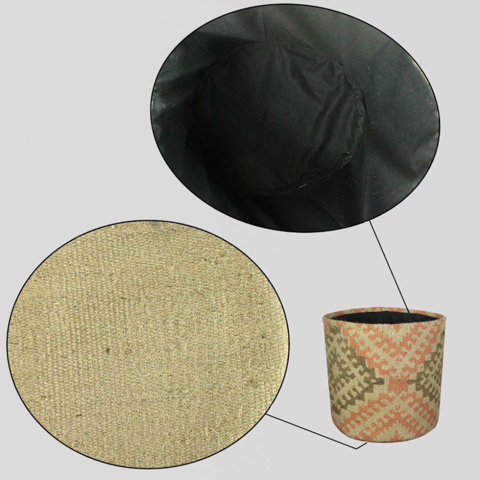 Tribal jute kilim basket for plant - Afbeelding 3