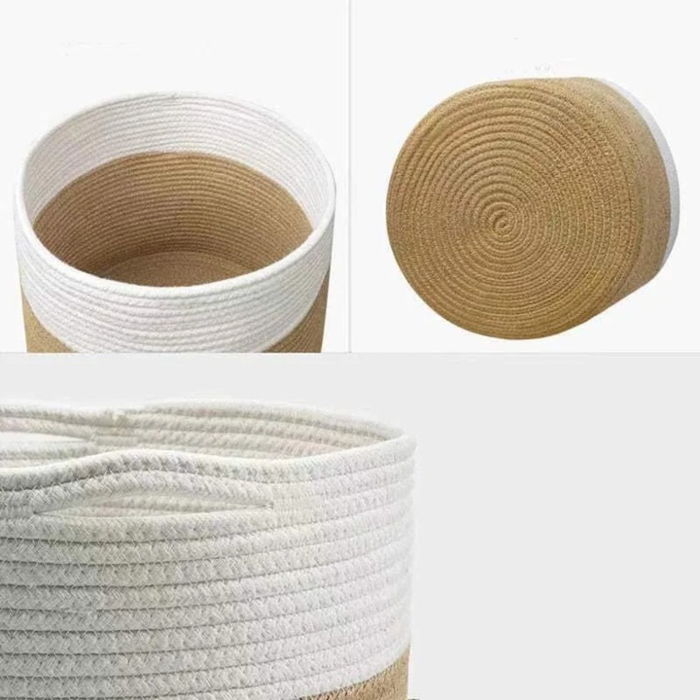 White and natural jute plant basket - Afbeelding 5
