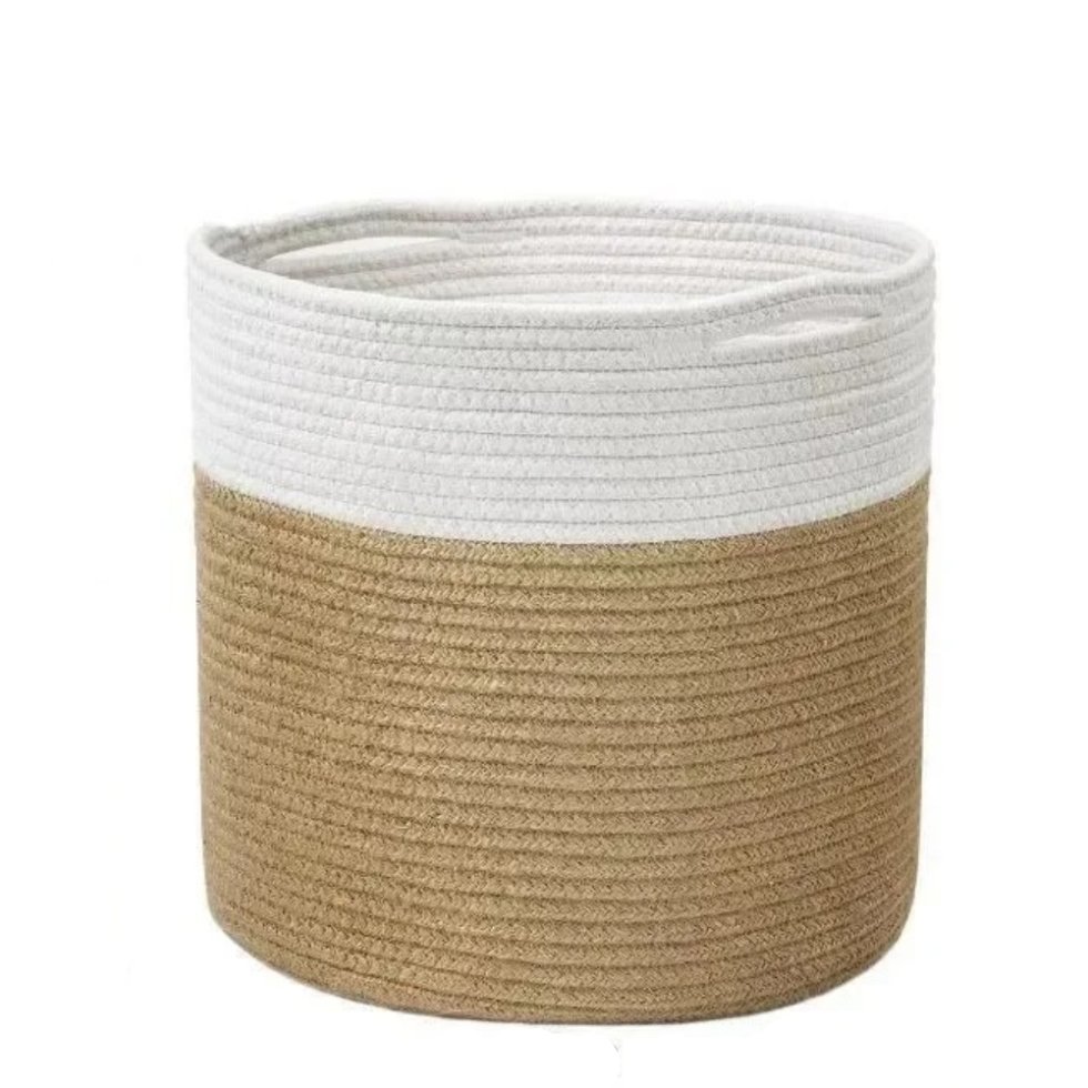 White and natural jute plant basket