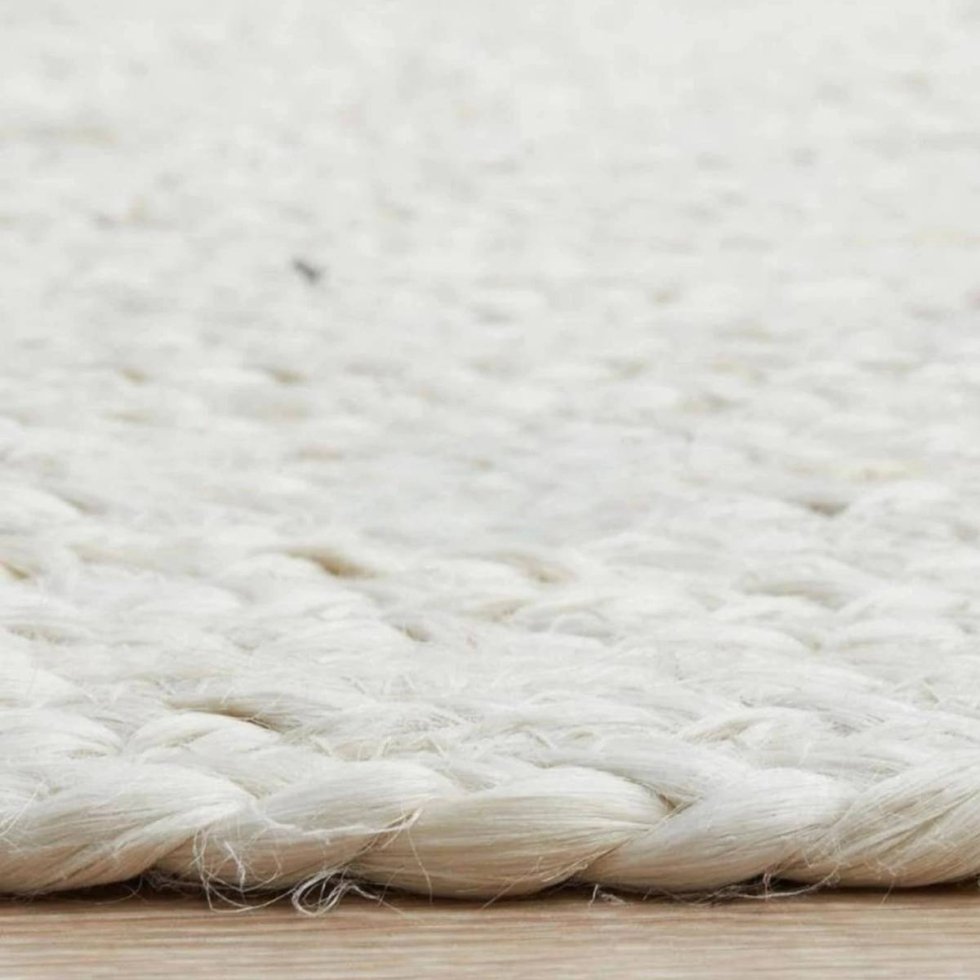Wit gevlochten jute vloerkleed ovaal - Afbeelding 2