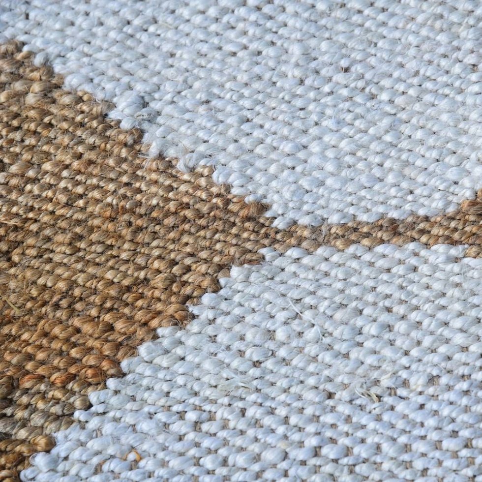 Jute vloerkleed met witte ruit - Afbeelding 6