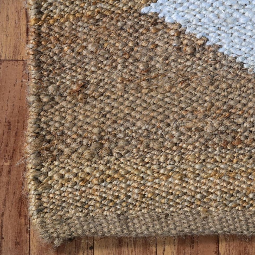 Jute vloerkleed met witte ruit - Afbeelding 7