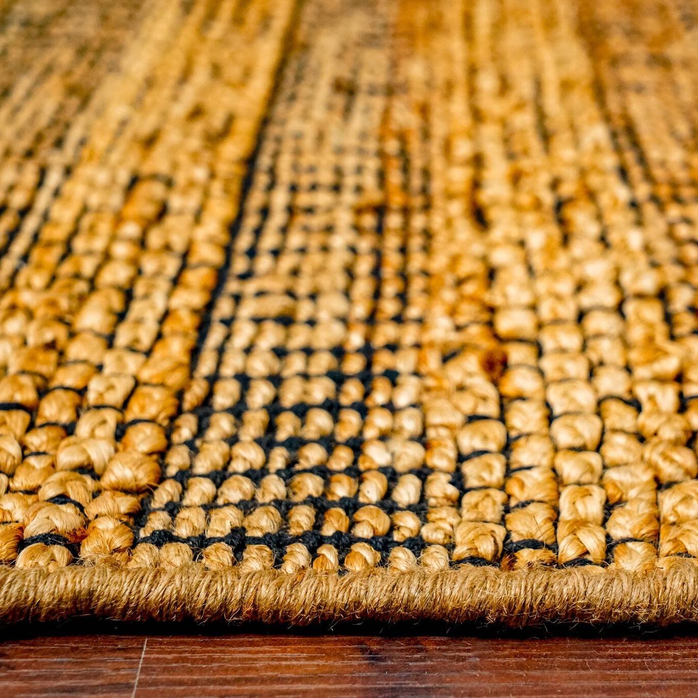 Geel katoenen en jute vloerkleed Geel katoenen en jute vloerkleed - Afbeelding 3