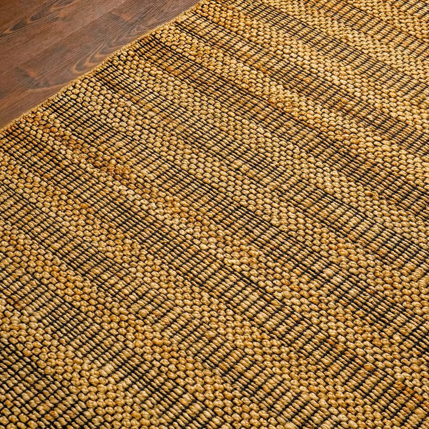 Geel katoenen en jute vloerkleed Geel katoenen en jute vloerkleed - Afbeelding 5