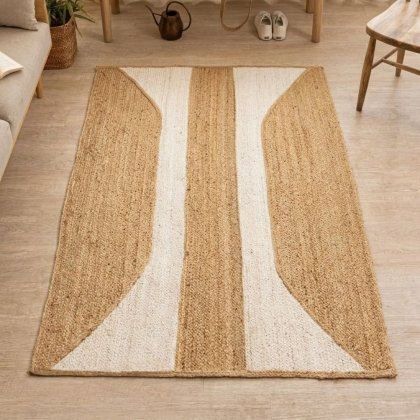 Beige and white braided jute rugs
