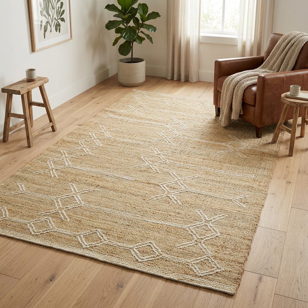 Boho abstract katoenen jute vloerkleed Boho abstract cotton jute rug