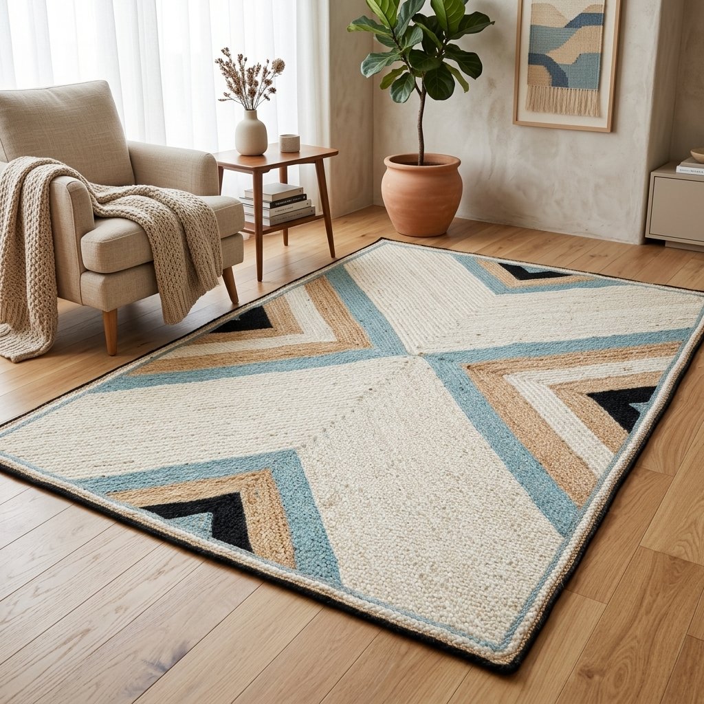 Gevlochten abstract jute vloerkleed Braided abstract jute area rug