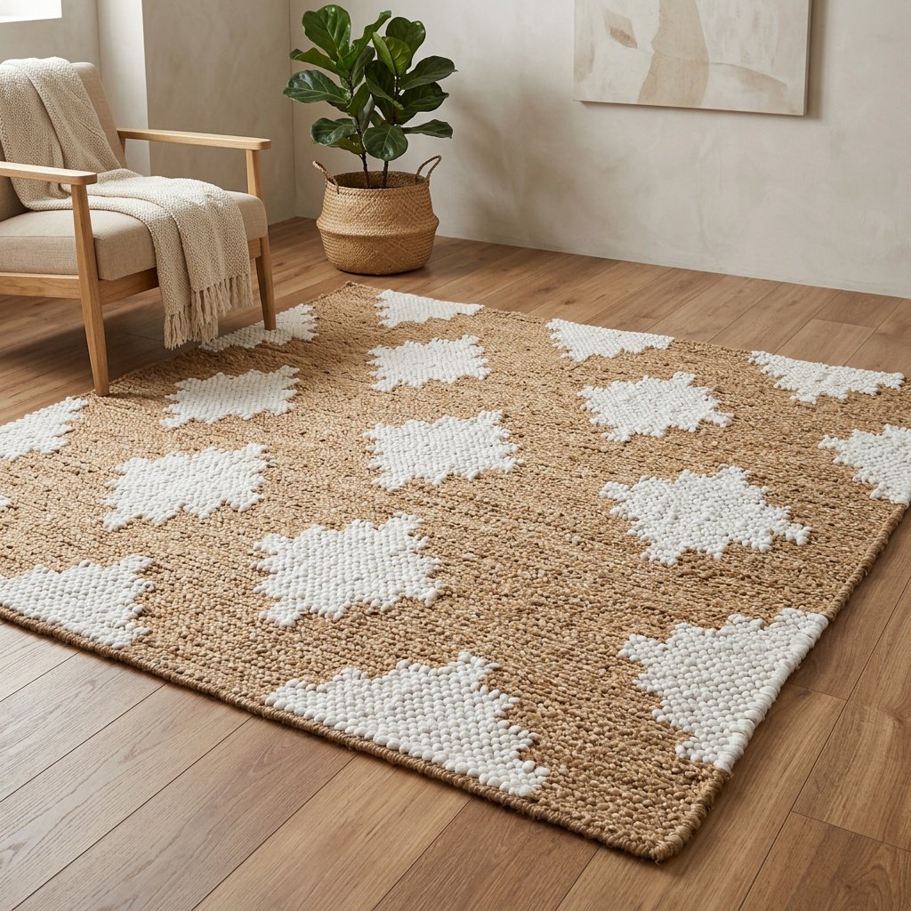 Jute hennep tapijt met ruitpatroon Diamond pattern Jute hemp rug