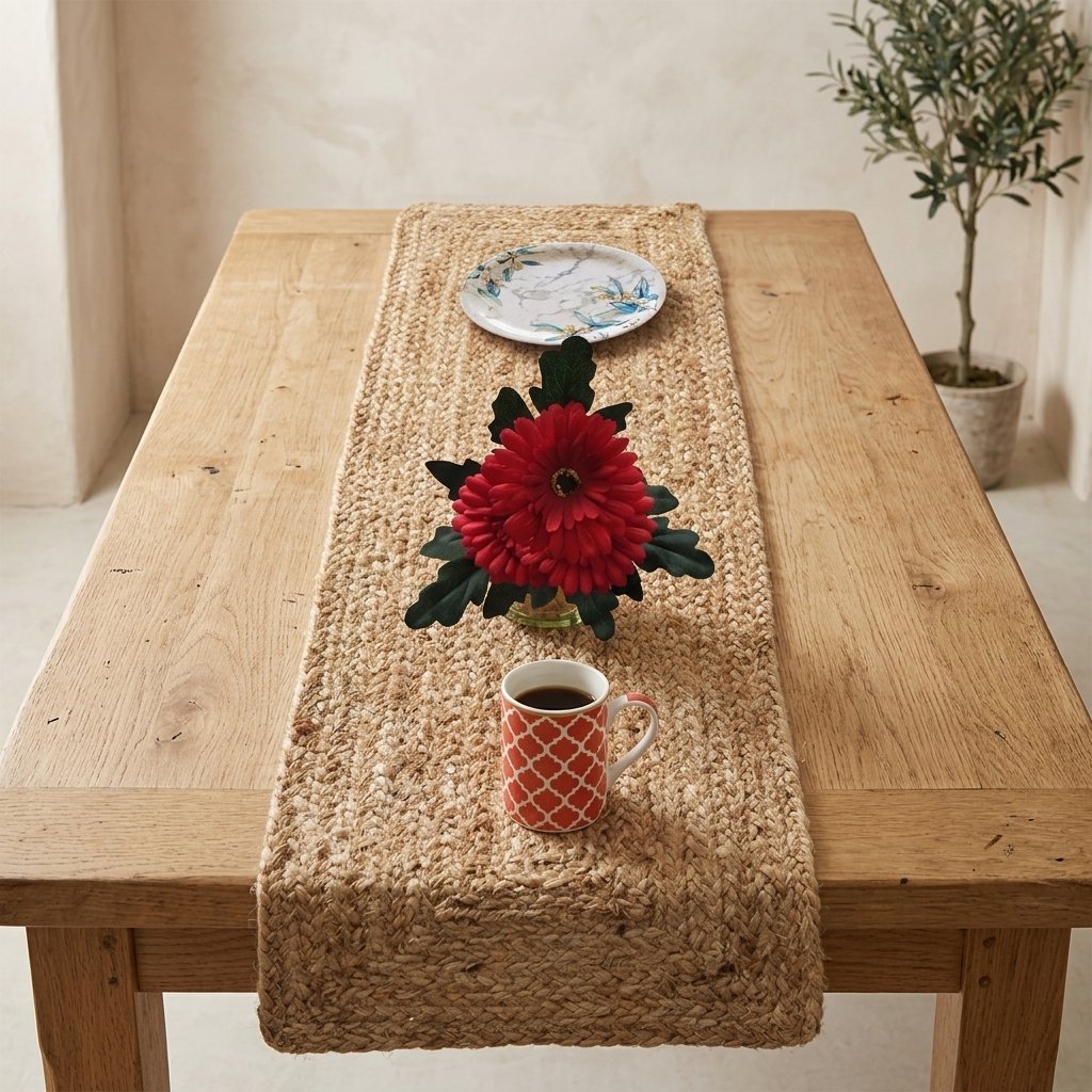 Handgeweven gevlochten jute placemat Handwoven braided jute placemat
