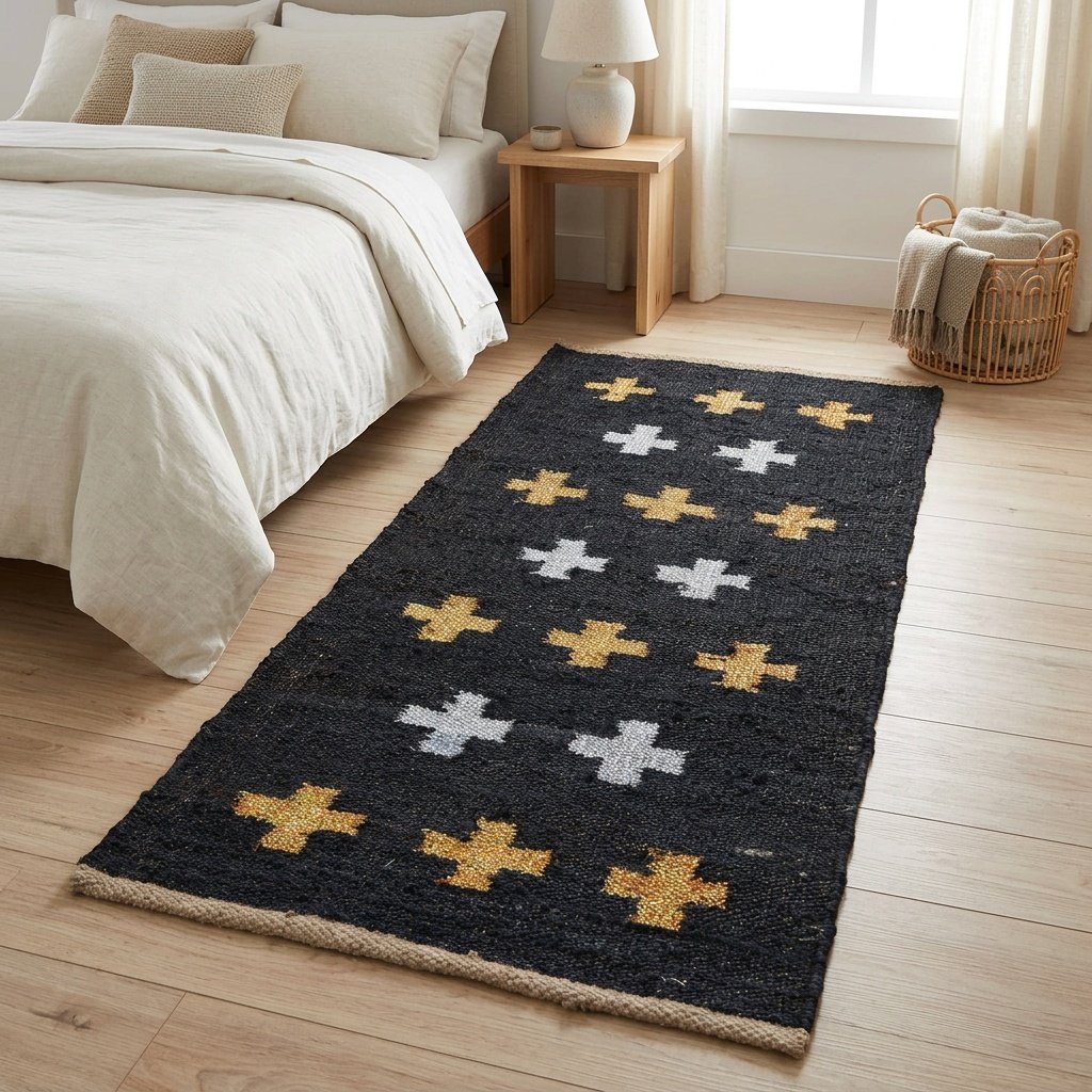 Vloerkleed van hennep en jute Hemp and jute cross rug