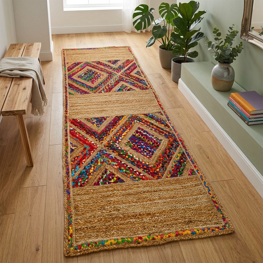 Rainbow jute loper tapijt Rainbow jute rag runner rug