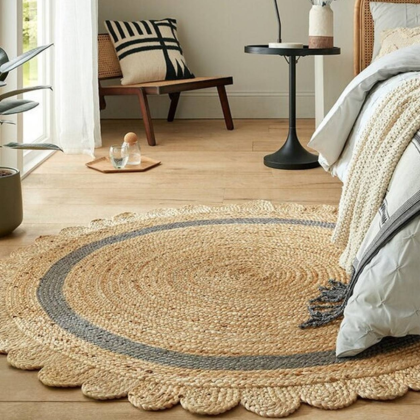 Scalloped jute rugs