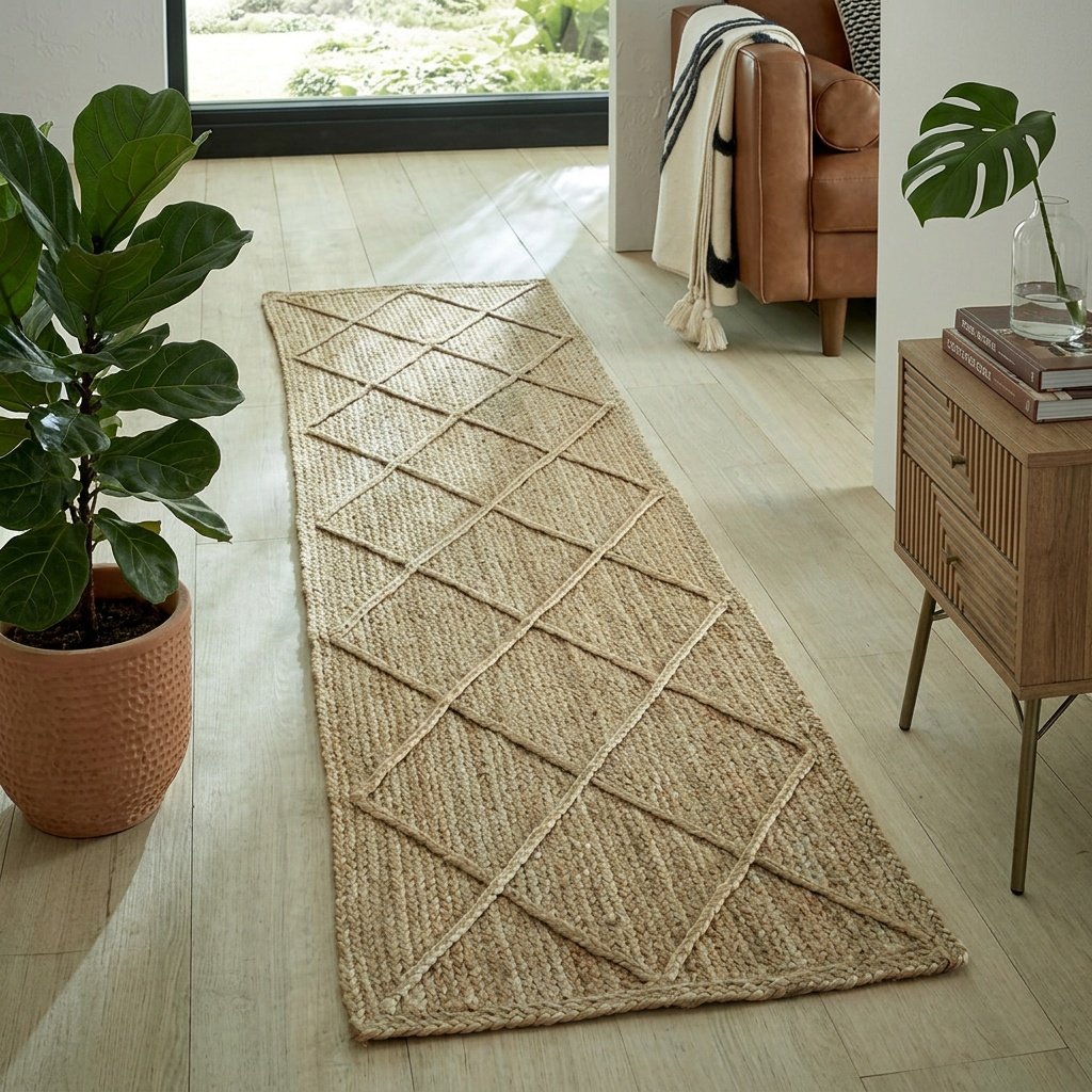 Jute vloerkleed met structuur Textured diamond jute rug