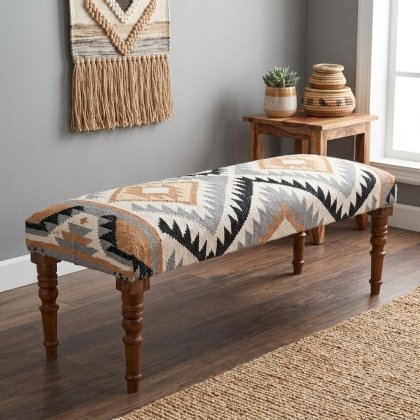 Chevron wool and jute ottoman bench