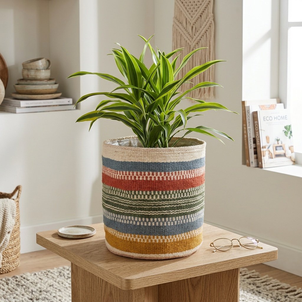 Colored jute stripe basket for plant Colored jute stripe basket for plant