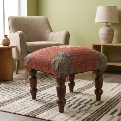 Navajo red jute ottoman stool