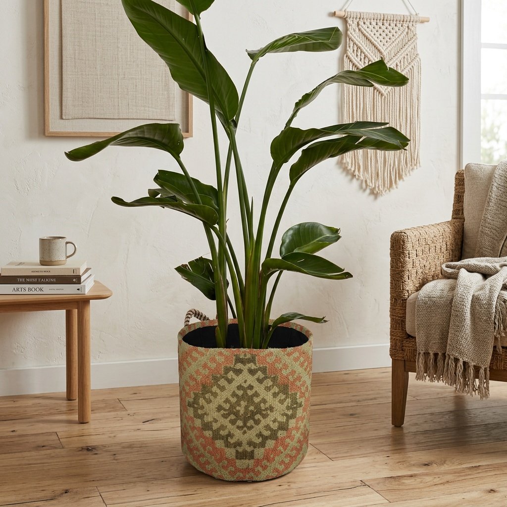 Tribal jute kilim basket for plant Tribal jute kilim basket for plant
